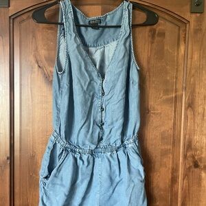 Lucky Brand Light Blue Button-Front Denim Romper